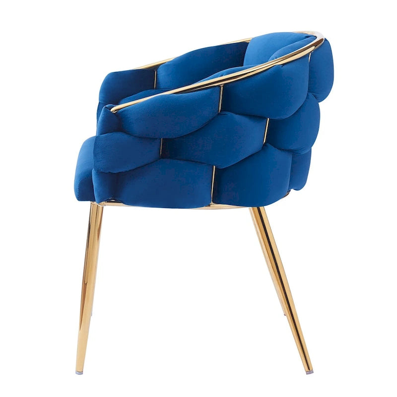 Fauteuil d’appoint en velours avec pieds en métal doré, bleu beige rose