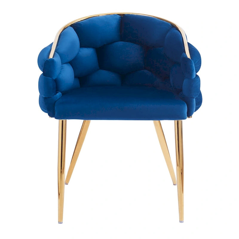 Fauteuil d’appoint en velours avec pieds en métal doré, bleu beige rose
