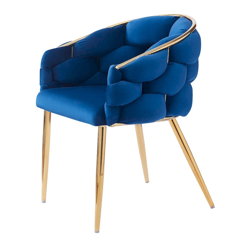 Fauteuil d’appoint en velours avec pieds en métal doré, bleu beige rose