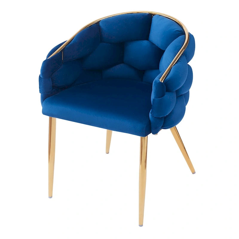 Fauteuil d’appoint en velours avec pieds en métal doré, bleu beige rose
