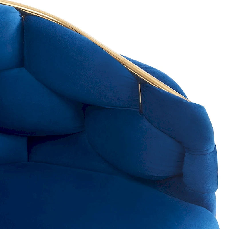 Fauteuil d’appoint en velours avec pieds en métal doré, bleu beige rose